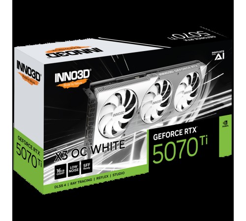 Видеокарта INNO3D RTX5070Ti ХЗ ОС WHITE 16GB GDDR7 256bit 3xDP HDMI 3FAN RTL