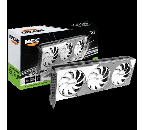 Видеокарта INNO3D RTX5070Ti ХЗ ОС WHITE 16GB GDDR7 256bit 3xDP HDMI 3FAN RTL
