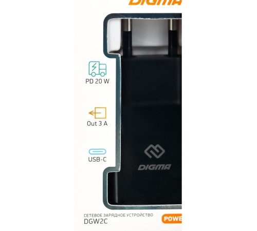 Сетевое зар./устр. Digma DGW2C 3A PD черный (DGW2C0F010BK) Сетевое зар./устр. Digma DGW2C 3A PD черный (DGW2C0F010BK)