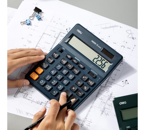 Калькулятор настольный Deli EM888F-blue темно-зеленый 12-разр.