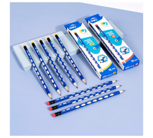 Карандаш ч/г Deli EC016-2B U-Touch 2B трехгран. (12шт) ластик