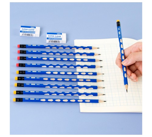 Карандаш ч/г Deli EC016-2B U-Touch 2B трехгран. (12шт) ластик
