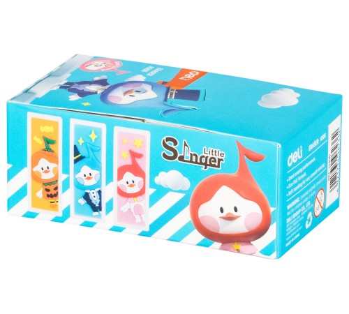 Ластик Deli EH306 Little Sinnger 54х20х10мм ПВХ ассорти (1шт)