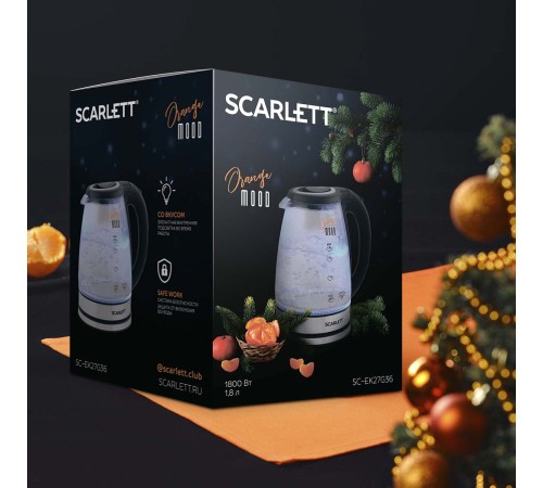 Чайник электрический Scarlett SC-EK27G36 1.8л. 1800Вт черный (корпус: стекло) Чайник электрический Scarlett SC-EK27G36 1.8л. 1800Вт черный (корпус: стекло)