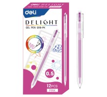 Ручка гелев. Deli EG118-PK розовые линия 0.5мм