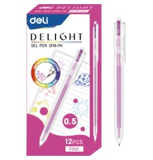 Ручка гелев. Deli EG118-PK розовые линия 0.5мм