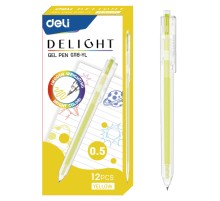 Ручка гелев. Deli EG118-YL желтые линия 0.5мм