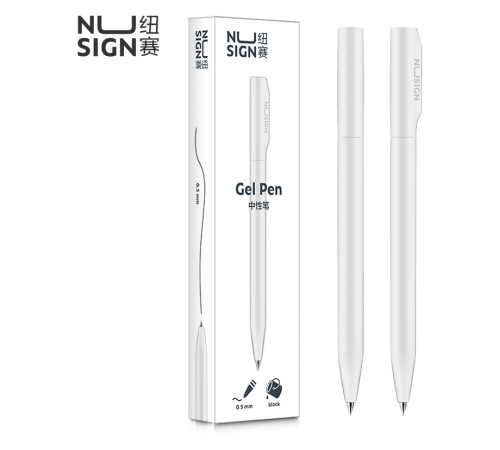 Ручка гелев. Deli Nusign NS552white белый черные линия 0.5мм