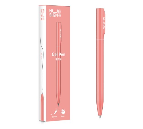 Ручка гелев. Deli Nusign NS552pink розовый черные линия 0.5мм