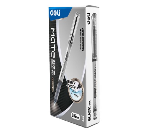 Ручка роллерн. Deli EQ400-BK черные линия 0.5мм
