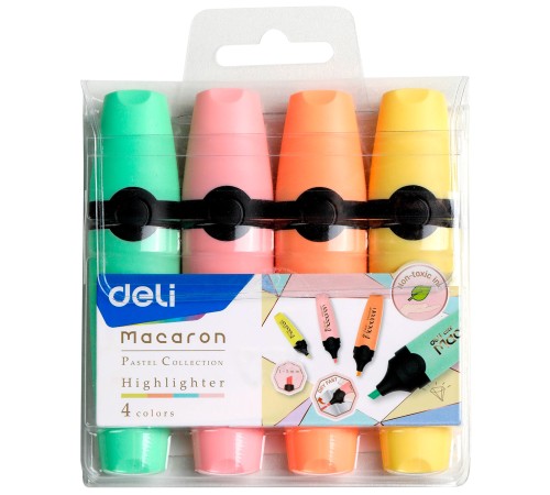 Набор текстовыделителей Deli EU356-MT Macaron скошенный пиш. наконечник 4цв.