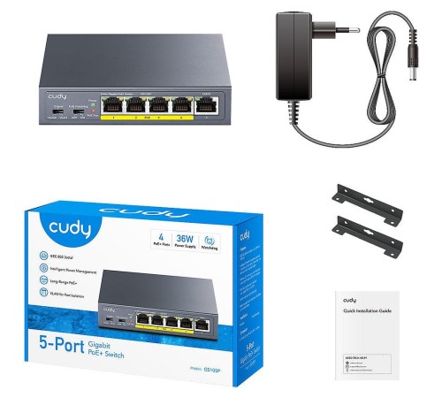 Коммутатор CUDY 5-Port Gigabit PoE+ Switch 36W