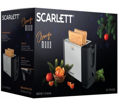 Тостер Scarlett SC-TM11026 черный/серебристый Тостер Scarlett SC-TM11026 черный/серебристый