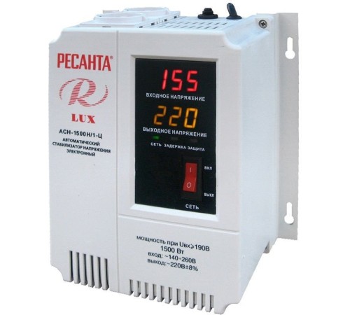 Стабилизатор напряжения Ресанта АСН-500Н/1-Ц 1.5кВА однофазный серый (63/6/39) Стабилизатор напряжения Ресанта АСН-500Н/1-Ц 1.5кВА однофазный серый (63/6/39)