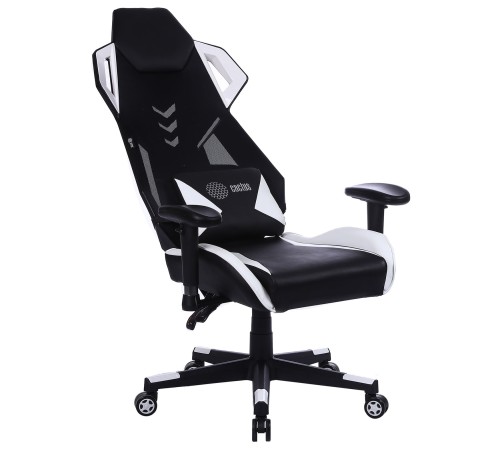 Кресло игровое Cactus CS-CHR-090BLW черный/белый эко.кожа пластик