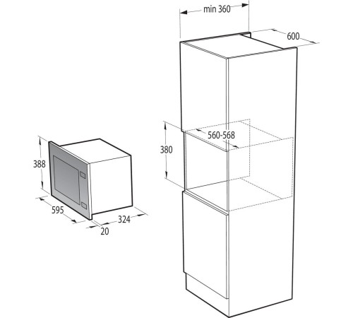 Микроволновая печь Gorenje BM201AG1X 20л. 800Вт нержавеющая сталь (встраиваемая)