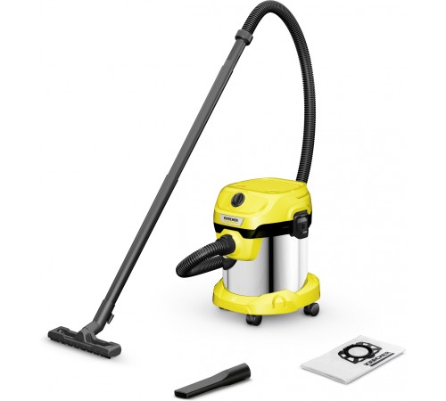 Строительный пылесос Karcher WD 2 Plus S V-15/4/18 1000Вт (уборка: сухая/сбор воды) желтый