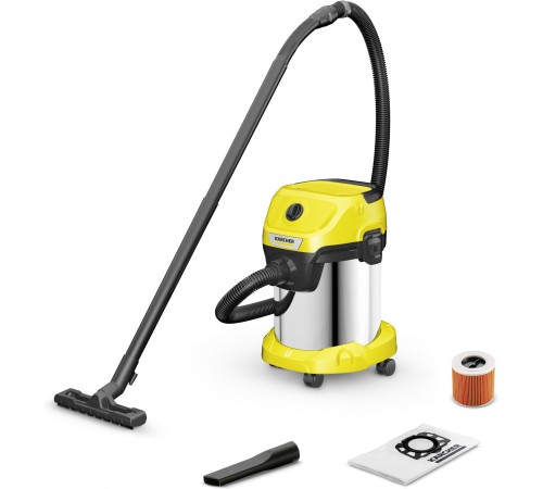 Строительный пылесос Karcher WD 3 S V-17/4/20 1000Вт (уборка: сухая/сбор воды) желтый Строительный пылесос Karcher WD 3 S V-17/4/20 1000Вт (уборка: сухая/сбор воды) желтый