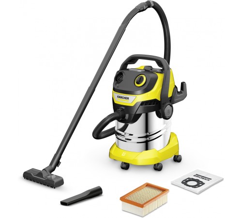 Строительный пылесос Karcher WD 5 S V-25/5/22 1100Вт (уборка: сухая/сбор воды) желтый Строительный пылесос Karcher WD 5 S V-25/5/22 1100Вт (уборка: сухая/сбор воды) желтый