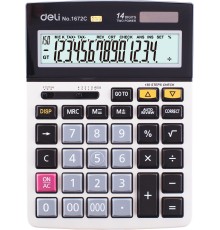 Калькулятор настольный Deli E1672C серебристый 14-разр.