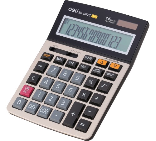 Калькулятор настольный Deli E1672C серебристый 14-разр.