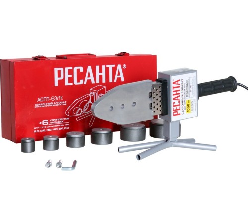 Сварочный аппарат для пластиковых труб Ресанта АСПТ-63/1К раструбная 1кВт (кейс в комплекте)