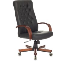 Кресло руководителя Бюрократ T-9928WALNUT/ECO черный эко.кожа крестовина металл/дерево