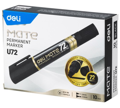 Маркер перманентный Deli EU72-BK двойной пиш. наконечник 1-5мм черный