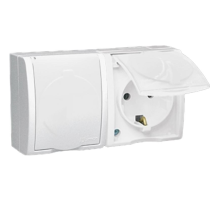 Розетка 2-м ОП Simon15 16А IP54 250В с заземл. с крышкой винт. клеммы бел. Simon 1594433-030