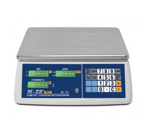Торговые настольные весы M-ER 223 AC-15.2 "Mary" LCD, белые, 15кг. (3621)