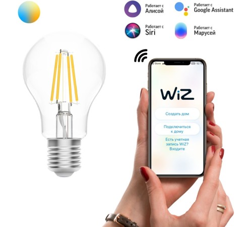 Умная лампа Gauss IoT Smart Home E27 6.5Вт 806lm Wi-Fi (упак.:1шт) (1220112) Умная лампа Gauss IoT Smart Home E27 6.5Вт 806lm Wi-Fi (упак.:1шт) (1220112)