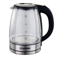 Чайник электрический Starwind SKG4777 1.8л. 2000Вт черный/прозрачный (корпус: стекло)