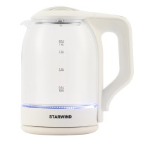 Чайник электрический Starwind SKG1056 1.8л. 2000Вт белый/прозрачный корпус: стекло