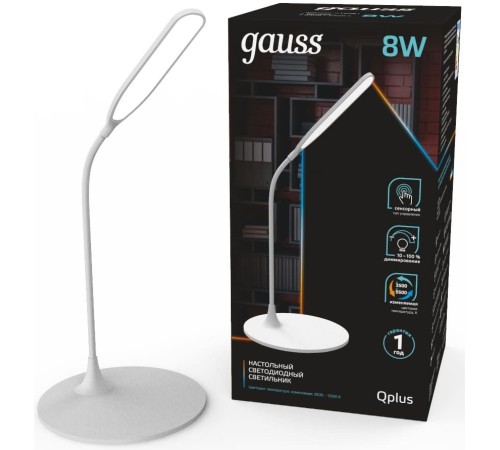 Светильник Gauss GT5021 настольный на подставке белый 8Вт Светильник Gauss GT5021 настольный на подставке белый 8Вт