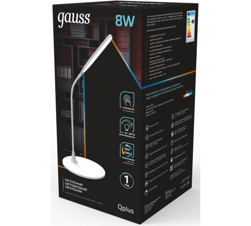 Светильник Gauss GT5021 настольный на подставке белый 8Вт Светильник Gauss GT5021 настольный на подставке белый 8Вт