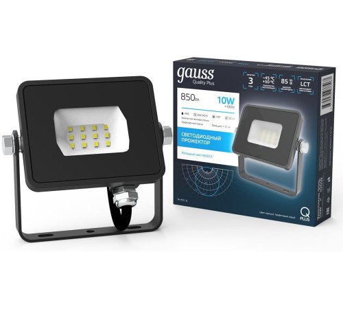 Прожектор уличный Gauss Qplus 690511310 светодиодный 10Втсерый Прожектор уличный Gauss Qplus 690511310 светодиодный 10Втсерый