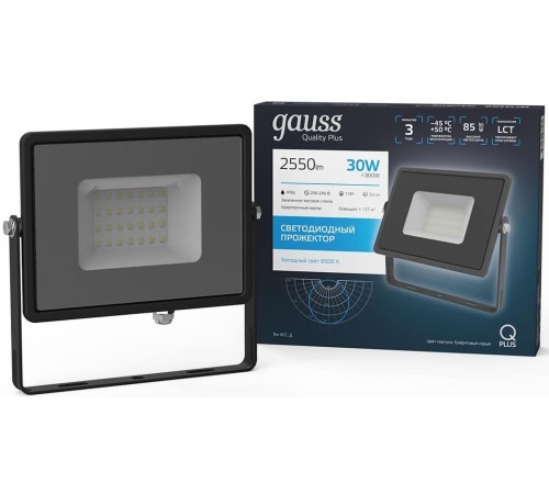 Прожектор уличный Gauss Qplus 690511330 светодиодный 30Втсерый Прожектор уличный Gauss Qplus 690511330 светодиодный 30Втсерый