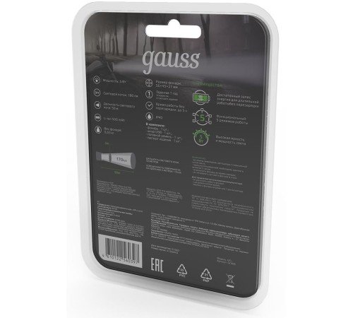 Фонарь налобный Gauss GFL406 черный 5Вт лам.:светодиод. (GF406) Фонарь налобный Gauss GFL406 черный 5Вт лам.:светодиод. (GF406)