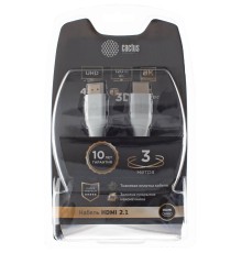 Кабель аудио-видео Cactus CS-HDMI.2.1-3 HDMI (m)/HDMI (m) 3м. Позолоченные контакты серебристый