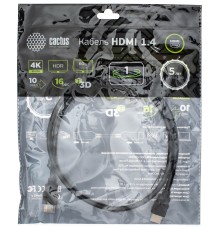 Кабель аудио-видео Cactus CS-HDMI.1.4-1 HDMI (m)/HDMI (m) 1м. Позолоченные контакты черный