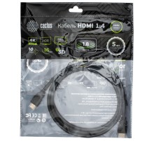 Кабель аудио-видео Cactus CS-HDMI.1.4-1.8 HDMI (m)/HDMI (m) 1.8м. Позолоченные контакты черный