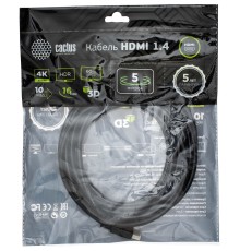 Кабель аудио-видео Cactus CS-HDMI.1.4-5 HDMI (m)/HDMI (m) 5м. Позолоченные контакты черный