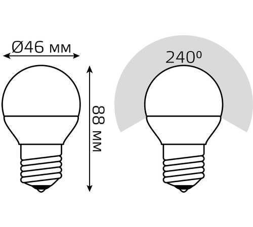 Лампа светодиодная Gauss 105102406 6Вт цок.:G45 шар 175B св.свеч.RGB (упак.:1шт)