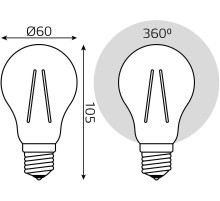 Лампа светодиодная Gauss Filament 102902215 15Вт цок.:E27 груша 220B 4100K св.свеч.бел.нейт. (упак.:1шт)