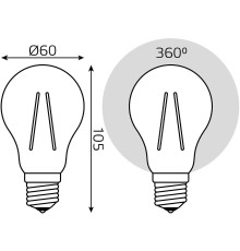 Лампа светодиодная Gauss Filament 102902112 12Вт цок.:E27 груша 185B 2700K св.свеч.бел.теп. грушевидная (упак.:1шт)