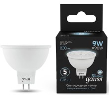 Лампа светодиодная Gauss 101505209 9Вт цок.:GU5.3 рефлек. 150B 4100K св.свеч.бел.нейт. MR16 (упак.:1шт)