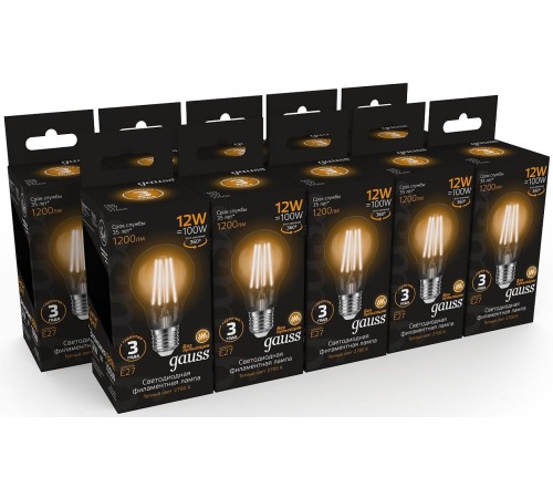 Лампа светодиодная Gauss Filament 102902112 12Вт цок.:E27 груша 185B 2700K св.свеч.бел.теп. грушевидная (упак.:1шт) Лампа светодиодная Gauss Filament 102902112 12Вт цок.:E27 груша 185B 2700K св.свеч.бел.теп. грушевидная (упак.:1шт)