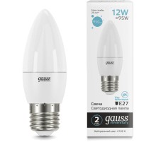 Лампа светодиодная Gauss Elementary 30222 12Вт цок.:E27 свеча 220B 4100K св.свеч.бел.нейт. (упак.:10шт)