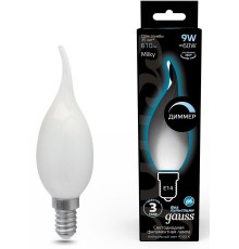 Лампа светодиодная Gauss Filament 104201209-D 9Вт цок.:E14 свеча 220B 4100K св.свеч.бел.нейт. (упак.:10шт)