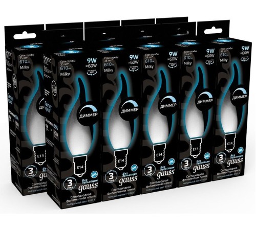 Лампа светодиодная Gauss Filament 104201209-D 9Вт цок.:E14 свеча 220B 4100K св.свеч.бел.нейт. (упак.:10шт) Лампа светодиодная Gauss Filament 104201209-D 9Вт цок.:E14 свеча 220B 4100K св.свеч.бел.нейт. (упак.:10шт)